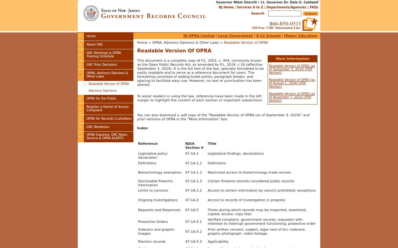 Hudson County criminal history New Jersey OPRA access page