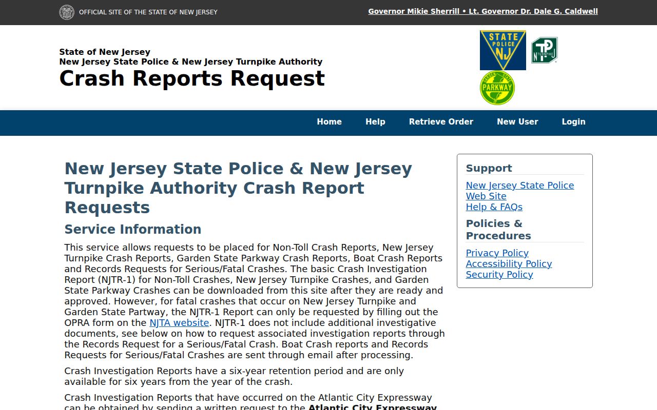 Hudson County criminal history official New Jersey crash report portal